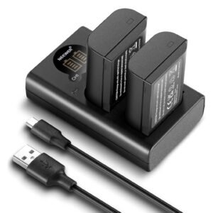 NEEWER DMW-BLK22 - Juego de batería y cargador de repuesto, 2 baterías de 2400 mAh y cargador USB de doble canal tipo C