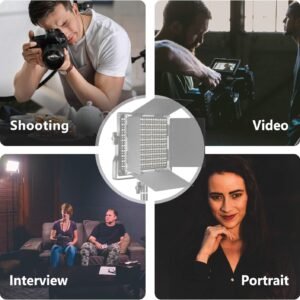 Neewer NL660 Luz led de video profesional, bicolor, marco de metal duradero, intensidad regulable de 660 piezas, con soporte en U y puertas tipo granero, 3200 – 5600 K, CRI 96 +, 40w