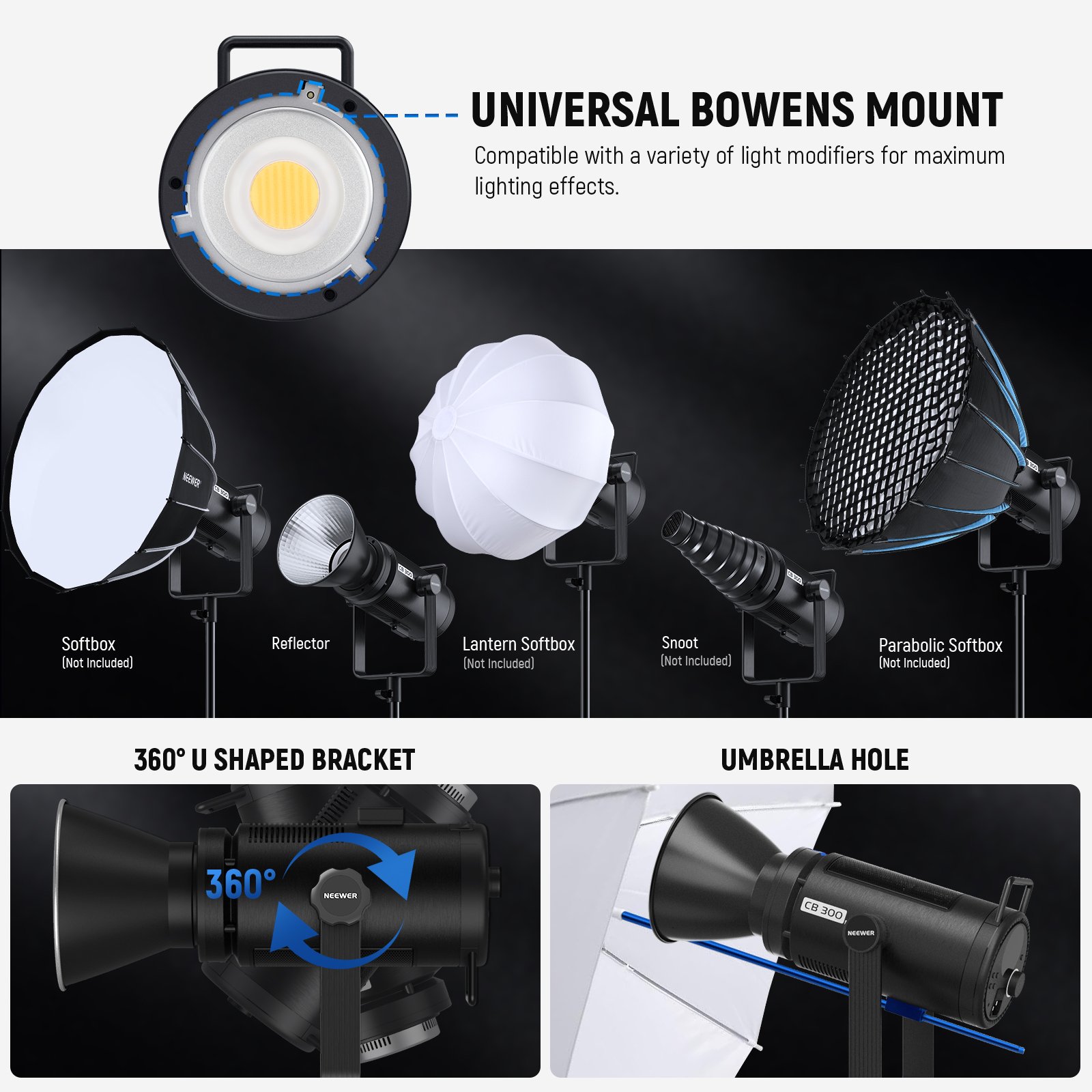 NEEWER CB300B 320W LED Video Light con 2.4G/APP Control remoto, iluminación de salida continua - Image 8