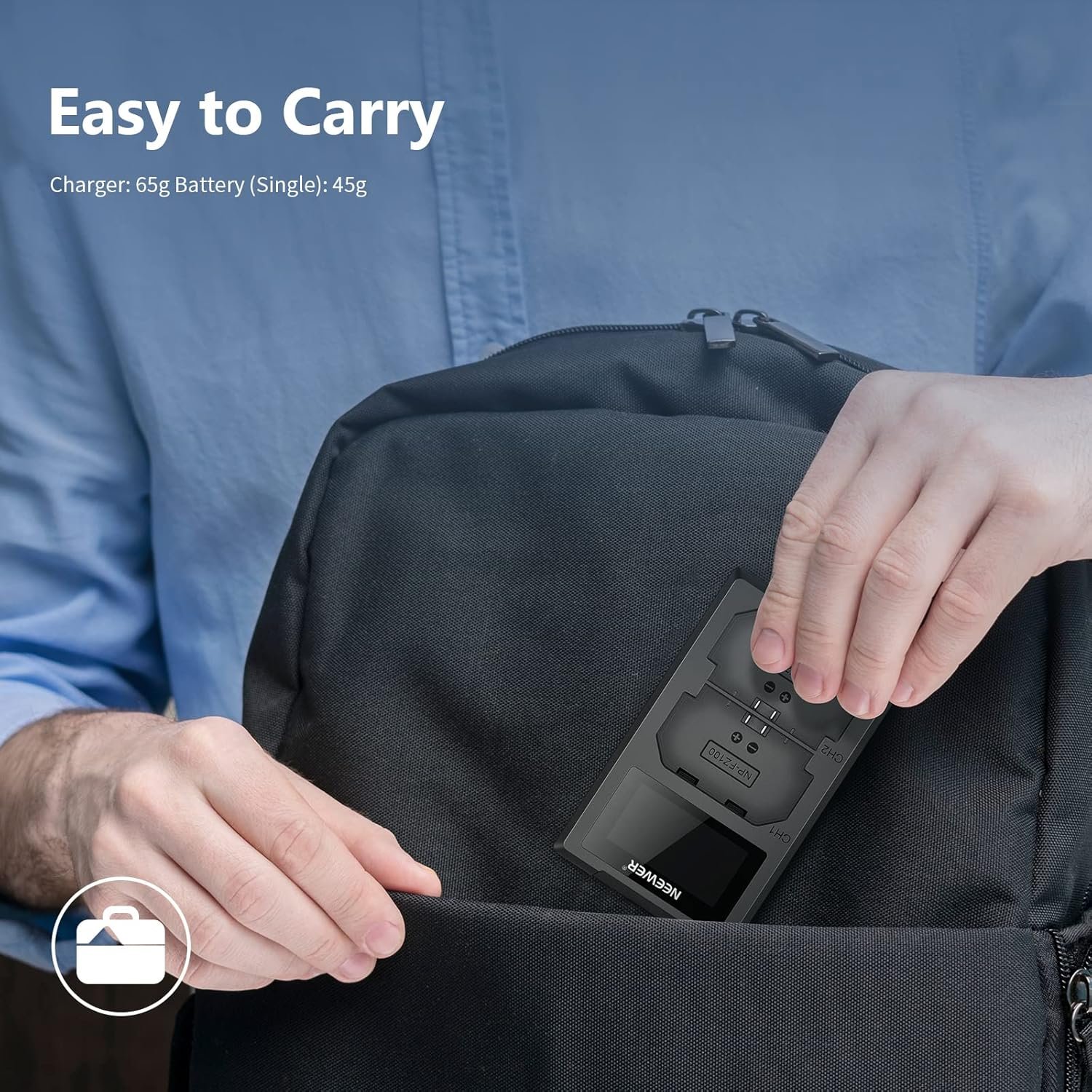 Neewer NP-FZ100 Kit de cargador de batería de repuesto, 2 paquetes de baterías de iones de litio de 2280 mAh, cargador USB dual - Image 6