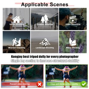 KINGJOY VX-600 - Trípode resistente para fotografía, ruedas Dolly, soportes ajustables para patas