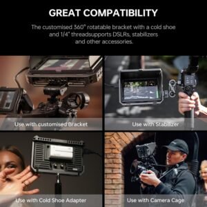 VILTROX DC-X2 Monitor de campo de cámara con pantalla táctil de 6 pulgadas con jaula de aparejo, monitor fotográfico profesional 4K HDMI 1.4, 2000 nits