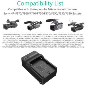 Cargador de batería para NP-FM50, FM70, FM90, F550, F570, F730, F730H, F750, F770, F930, F930, F950G 950/B, F960, F970