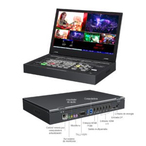 Switcher HDS9125,HDMI in x 4, DP in x 1, pantalla de 11.6''
