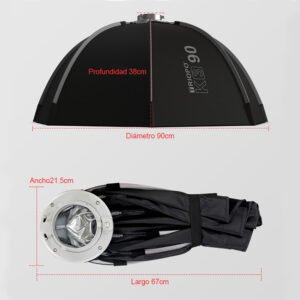 Softbox parabólico TRIOPO K3-90 de 90cm, Bowen, armado rápido