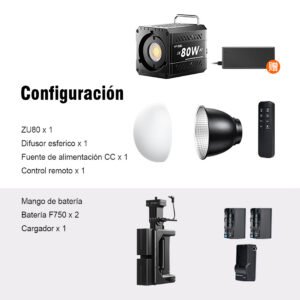 ZU80-Mini luz de fotografía portátil de 80W, Mini Bowen