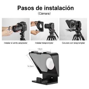 SuteFoto T1 Teleprompter portátil para cámaras y celulares, mini teleprompter con control