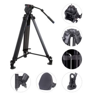 KingJoy VT-3500+VT-3530 Tripode de video, 210cm, soporte de carga15kg.