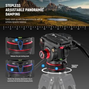 NEEWER TP75 Video Tripod with Fluid Head, QR Plate, Max Load 10kg, 189cm