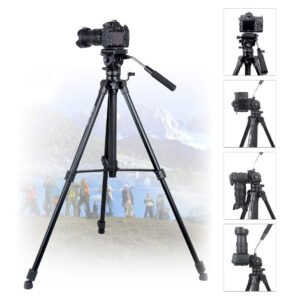 KINGJOY VT-1500 Trípode de video para cámara con cabezal fluido de 360 grados