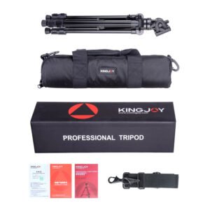 KINGJOY VT-1500 Trípode de video para cámara con cabezal fluido de 360 grados