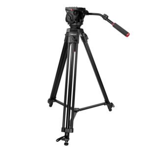 KINGJOY VT-2100+VT-3530 Trípode de video para cámara con cabezal fluido de 360 grados, soporte de carga 15kg.