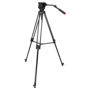 KINGJOY VT-2100+VT-3530 Trípode de video para cámara con cabezal fluido de 360 grados, soporte de carga 15kg.