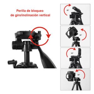 KINGJOY VT-860 Trípode ligero de aleación de aluminio, 4 secciones, 45~147cm