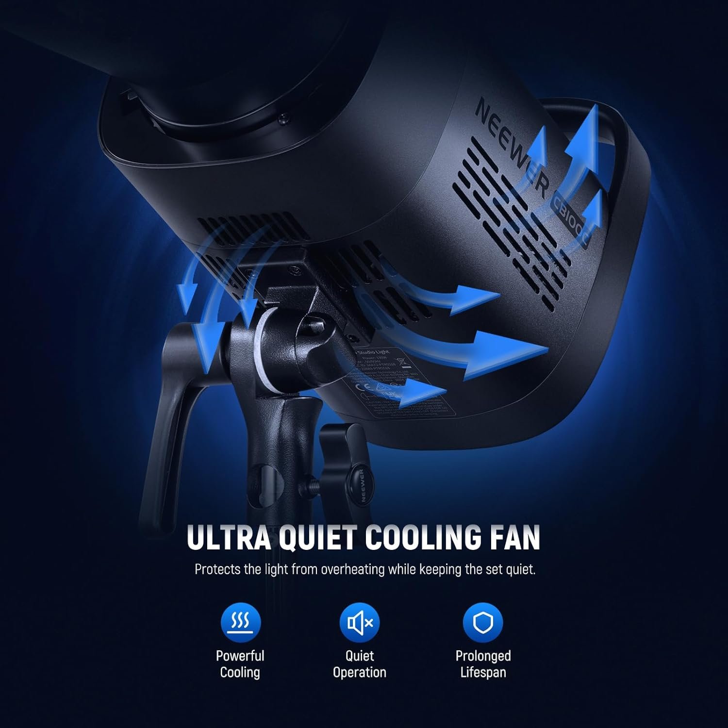 NEEWER Luz de video CB100C 130w RGB LED, control APP/2.4G 360° a todo color, COB Bowens - Image 7