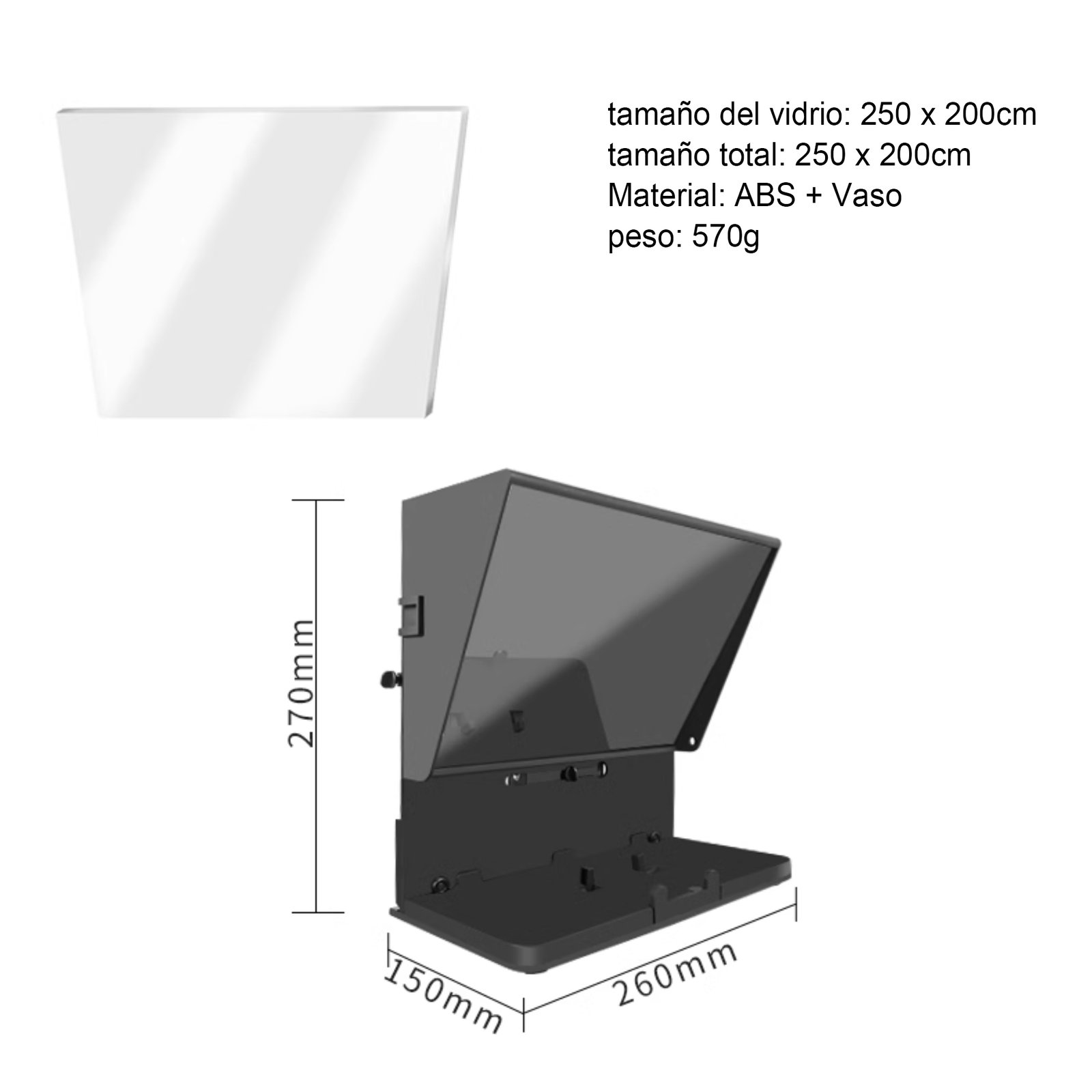 Teleprónter 12'' ajustable iPad/Tablet/teléfono inteligente - Image 4