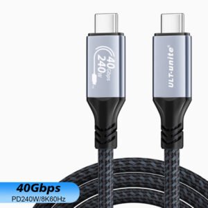 Type-C a Type-C, USB 4, 240Gb, Carga rápida de 240W, 8K60Hz, 1.2m