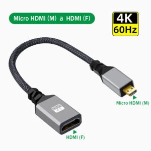 Adaptador Micro HDMI a HDMI 4K a 60Hz 4K Micro HDMI macho a HDMI 2.1 Adaptador hembra