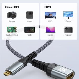 Adaptador Micro HDMI a HDMI 4K a 60Hz 4K Micro HDMI macho a HDMI 2.1 Adaptador hembra