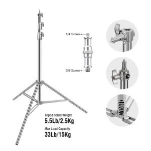 Fotografía con soporte de luz resistente: acero inoxidable - 2,84 m
