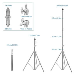 Fotografía con soporte de luz resistente: acero inoxidable - 2,84 m