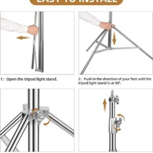 Fotografía con soporte de luz resistente: acero inoxidable - 2,84 m