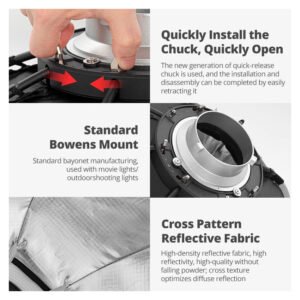 TRIOPO K2 Paraguas octágono portátil de 90cm, caja de luz de instalación rápida, Bowens