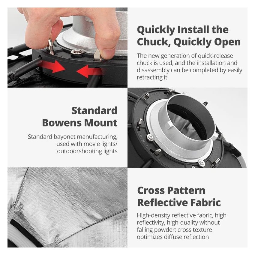 TRIOPO K2 Paraguas octágono portátil de 90cm, caja de luz de instalación rápida, Bowens - Image 5