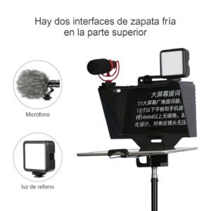 SuteFoto T1 Teleprompter portátil para cámaras y celulares, mini teleprompter con control
