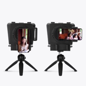 SuteFoto T1 Teleprompter portátil para cámaras y celulares, mini teleprompter con control