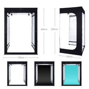 Caja de luz de 200cm para estudio fotográfico,con 8 luces LED y 3 fondos de colores