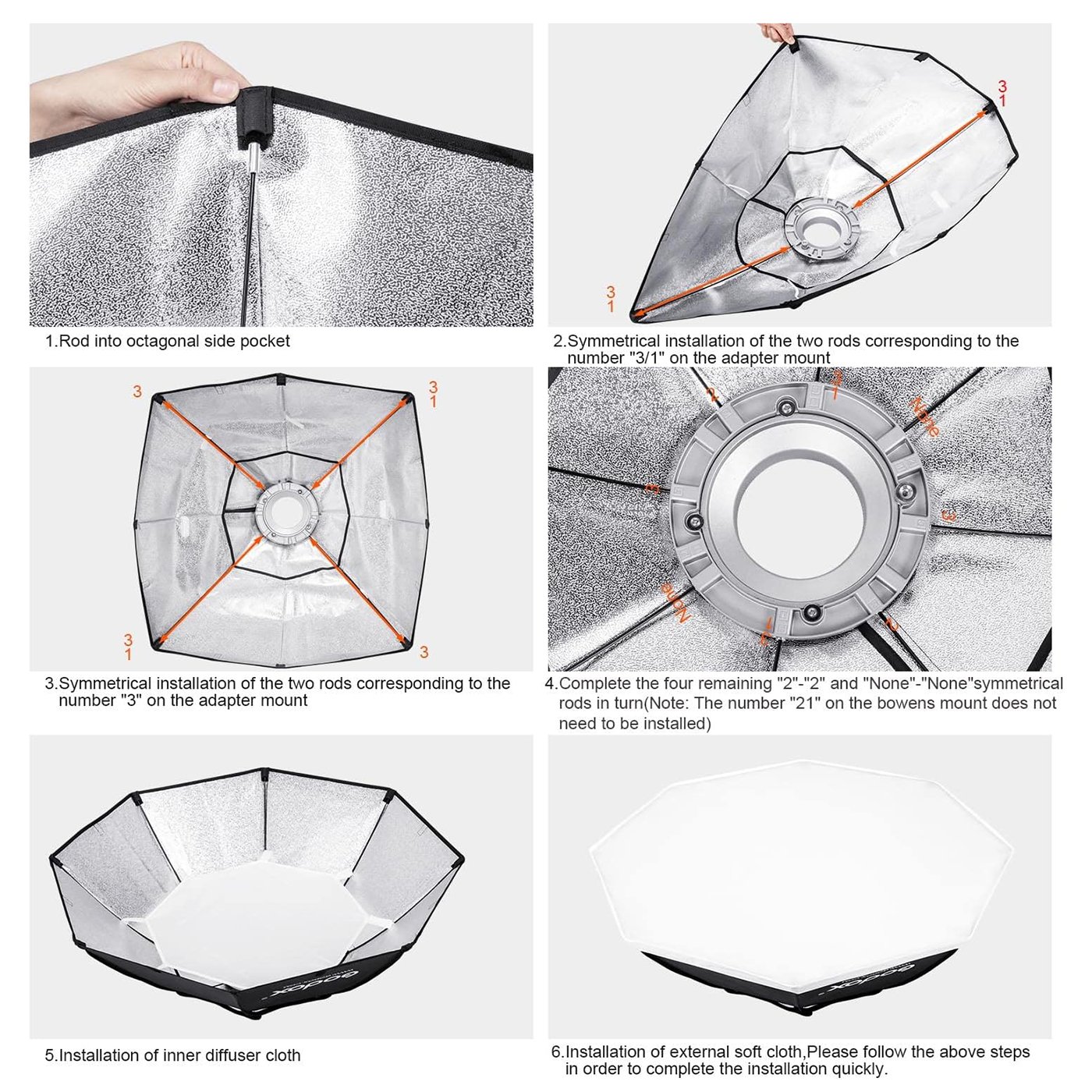 Godox - Difusor de luz octágono de 95cm con montaje Bowens Speedring - Image 8